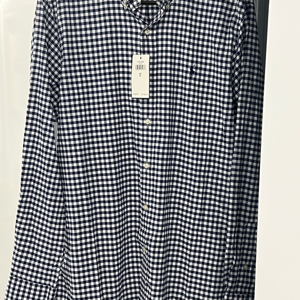 Ralph Lauren Men's Black and White Checkered Shirt